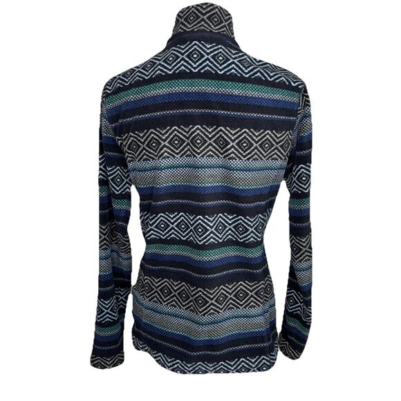 Eddie Bauer Tribal Print Fleece Quarter Zip Long Sleeve Sweater Shirt Size Small - Picture 2 of 8